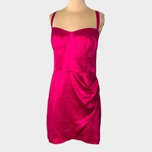 REFORMATION PINK SILK BUSTIER MINI DRESS 12 NEW Satin Ruched MSRP $218